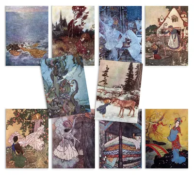 Ansichtskarten-Set (10 Stück) – Vintage Märchenillustrationen, A6