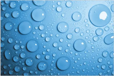 Produktbild von Wallario Wandbild Wassertropfen auf Blau, Größe: 61 x 91,5 cm, Poster mit rahmenlosen Bildhalter