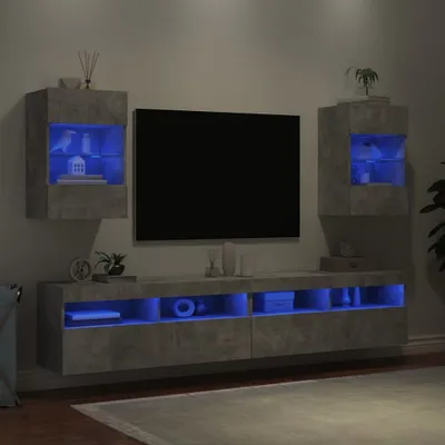 Produktbild von "Winterschlussverkauf "TV-Board - Fernsehtisch - Wandschränke mit LED-Leuchten für TV 2 Stk. Betongrau 40x30x60,5 cm - DEMöbel4126218
