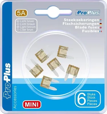 Obrázek produktu pro Čepelové pojistky mini 5A světle hnědé 6 kusů v blistru