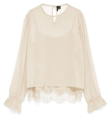 Obrázek produktu pro Vero Moda 10352679_13_59, Halenka, Ženy, Béžová, XS, 1 kusů, Max. shrinkage 5%; Wash with similar colours, Line drying