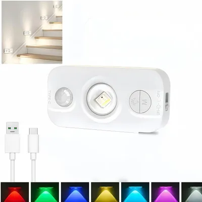 Produktbild von LED-Nachtlicht mit Bewegungssensor, 3 Modi, 7 Farben, magnetisch, geeignet für Küche, Flur, Schlafzimmer, Unterbettlicht und Wandleuchte