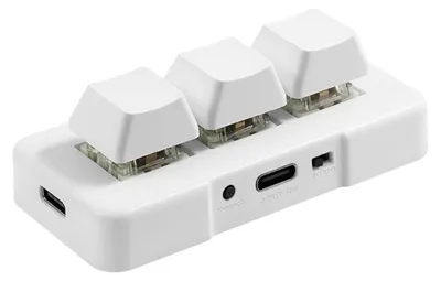 Obrázek produktu pro MK321-Pro 3klávesová mini klávesnice na míru s mechanickým modrým spínačem Připojení USB+2,4G+BT pro kancelářské hry Multimédia Bílá