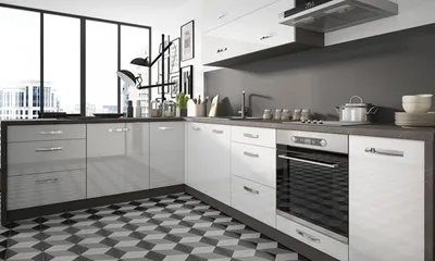 Produktbild von Küchenzeile 210x300cm L-Form 11-tlg. lava / weiß Hochglanz Einbauküche Küchenblock Komplett Küche