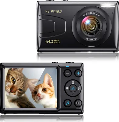 Produktbild von Fine Life Pro Digitální fotoaparát 4K 64MP, 2,8'' LCD displej s 18x digitálním zoomem, dobíjecí kompaktní fotoaparát pro děti a mládež, černý