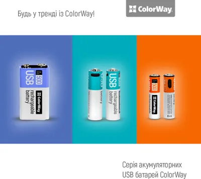 Produktbild von Wiederaufladbare Batterie ColorWay AA USB-C 2200mAh 1,5V (Li-Polymer) (2 Stück) CW-UBAA-10