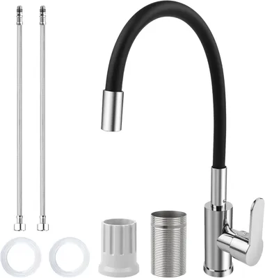 Imagen del producto de Grifo de cocina con caño flexible, giratorio 360°, aireador que ahorra agua, acero inoxidable, para la cocina