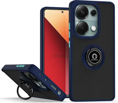 Produktbild von Hülle für Xiaomi Redmi Note 13 Pro 4G Ring Halter Ständer Matte Transluzent TPU Bumper Stoßfest Schutzhülle Blau