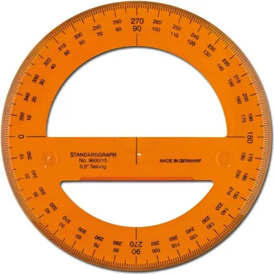 Produktbild von Standardgraph Vollkreis-Winkelmesser 360°/0,5° 15 cm mit Tuschefacette, Dicke 2 mm