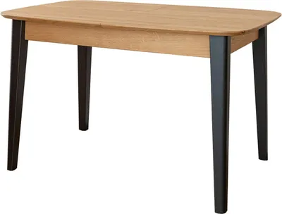 Image de Table de salle à manger Orbetello, table de cuisine 120-165 x 80 x 74,5 cm, couleur au choix, à rallonges, chêne naturel / noir