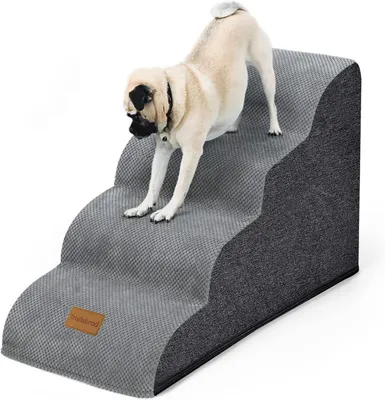 Produktbild von Hundetreppe 4 Stufen, 50 cm hoch, 40 x 70 cm, Schaumstoff, waschbarer Bezug, Antirutsch-Unterseite für