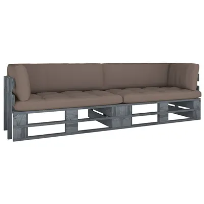 Produktbild von Maison Exclusive - 2-Sitzer-Palettensofa mit Kissen Grau Imprägniertes Kiefernholz
