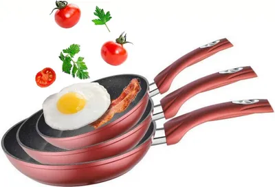 Obrázok produktu pre sada 3 indukčných panvíc Panvica proti poškriabaniu Nepriľnavá indukčná panvica ø 20 cm, ø 24 cm, ø 28 cm, červená
