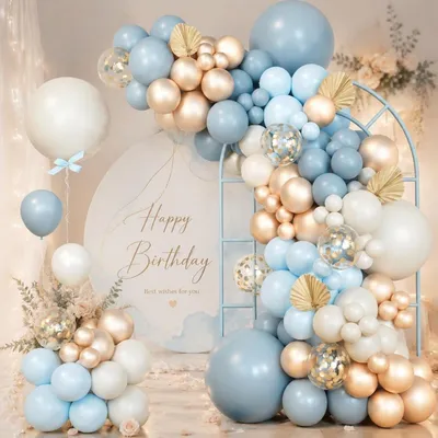 Productafbeelding van Ballonketting blauw goud, 115 stuks, voor verjaardag, doop, babyshower, bruiloft