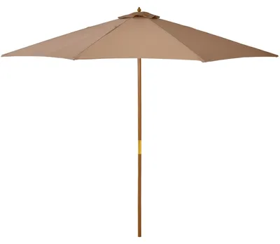 Produktbild von Sonnenschirm Holz 300 cm Holzschirm Gartenschirm Balkonschirm Bambus Khaki