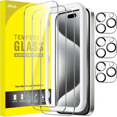 Produktbild von Schutzfolie für iPhone 15 Pro 6,1 Zoll mit Kameraschutz, 3 Stück, Panzerglas, HD Klar