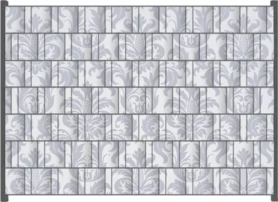 Produktbild von Wallario Zaunsichtschutz mit Motiv Königliche Schnörkelei in weiß und blaugrau für Ein- und Doppelstabmatten Zäune in der Größe 200 x 140 cm