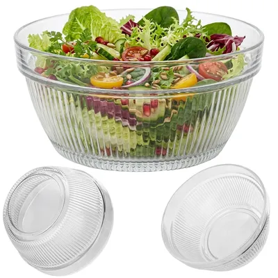 Produktbild von KADAX Glasschale ⌀ 17 cm, 1 Stück, Salatschale aus Glas, Servierschüssel, transparente Servierschale für Salat, Obst, Snacks & Beilagen, Glasschüssel, KI-generiertes Bild