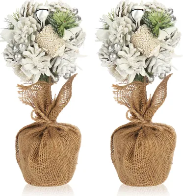 Produktbild von COM-FOUR® 2x Weihnachtsgesteck im Blumentopf - Blumenarrangement als Tischdeko