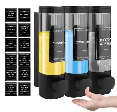 Obrázok produktu pre Sada 3 dávkovačov mydla na stenu, vhodná do kúpeľne a kuchyne