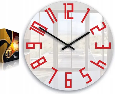 Produktbild von ModernClock, wanduhr groß 32cm wohnzimmer, Stilvoll, Uhr, Slim weiß&rot