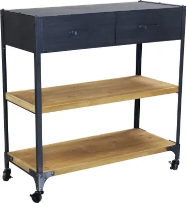 Immagine prodotto di Milani Home - libreria con ruote 91 x 40 x 93 cm, legno naturale e nero, acciaio e legno