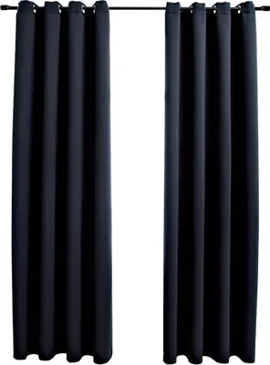 Produktbild von vidaXL Verdunkelungsvorhänge mit Metallösen 2 Stk. Schwarz 140x245 cm