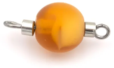 Produktbild von Vintageparts Verbinder Lampworkperle Glas bernsteinfarben gefrostet 10 mm mit Ösenstift platinfarben für Armbänder und Ketten, 4 Stück