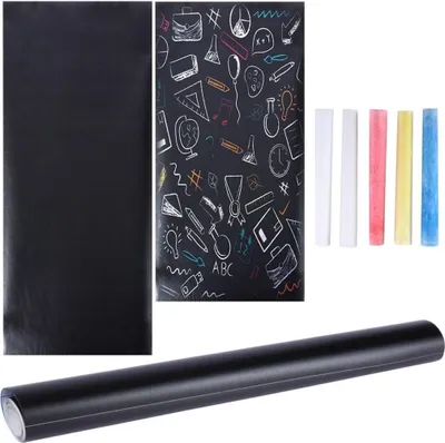 Immagine prodotto di Vilde | Pellicola lavagna autoadesiva - 45x200 Cm - taglio a misura - 4 pezzi di gesso - lavagna nera