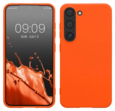 Produktbild von kwmobile Handyhülle für Samsung Galaxy S23 Hülle - TPU Case - Kabelloses Laden - Schutzhülle Cover in Neon Orange