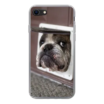 Produktbild von MuchoWow® Handyhülle Schutzhülle Hülle für iPhone 8 Hund - Lustig - Katzenklappe - Kinder - Jungen - Mädchen - Kinder Silikon Softcase Handy Hülle - Schutzhaube
