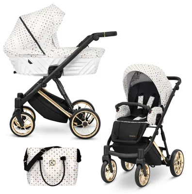 Imagen del producto de Cochecito de bebé Kunert Ivento Premium 2 en 1 - chasis dorado - color: Blanco