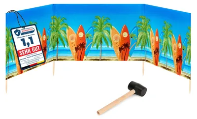 Produktbild von Garronda Strand Windschutz Sichtschutz 4m lang plus Gummihammer GAEX001