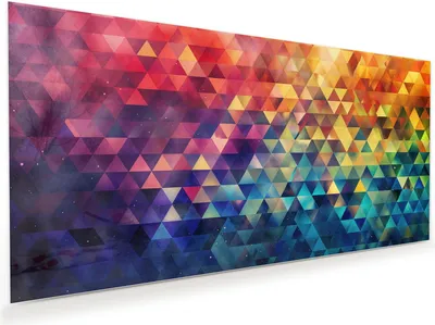 Produktbild von Glasbild 100x50cm in XXL für Wohnzimmer, Schlafzimmer Motiv Bunte Dreiecke
