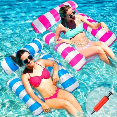 Image de Hamac à eau Piscine Accessoires 2 pièces Jouets d'eau gonflables 4 En 1 Piscine Gonflable Hamac à eau pour fauteuil Matelas Siège Matelas de nage