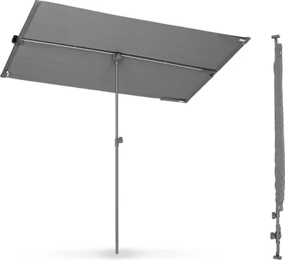 Produktbild von Blumfeldt Sonnenschirm für Balkon Rechteckig, Sonnenschirm mit LED Beleuchtung, Wasserdicht & UV-Schutz, Balkon Sonnenschirm für Terrasse & Garten, Höhenverstellbarer Balkon Schirm Sonnenschutz