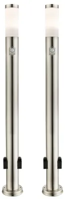 Produktbild von 2er Set LED Stehleuchte, Edelstahl, Bewegungsmelder, H 110 cm