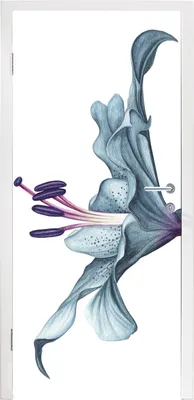 Produktbild von MuchoWow® Türtapete Selbstklebende Türfolie Blumen - Aquarell - Lilie 90x215 cm Türposter Türaufkleber Klebefolie Türklebefolie - Plakat an der Tür - Türsticker - Aufklebern