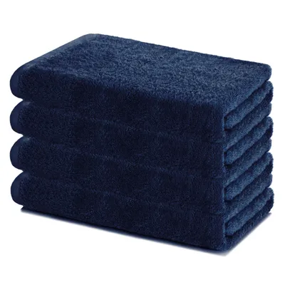 Zdjęcie produktu dla Zestaw 4 ręczników Lavea® Sydney – 40x70 cm, 100% bawełna – miękkie ręczniki frotte, certyfikat OEKO-TEX® Standard 100 – kolor granatowy