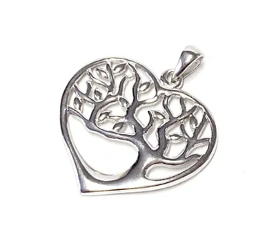 Produktbild von Lebensbaum Anhänger Herz aus 925 Sterlingsilber rhodiniert