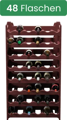 Produktbild von ARTECSIS Weinregal stapelbar Kunststoff für 48 Flaschen, Flaschenregal, Braun