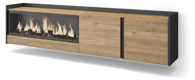 Immagine prodotto di Mobili TV effetto legno rovere e nero 212x35x50cm camino effetto fuoco