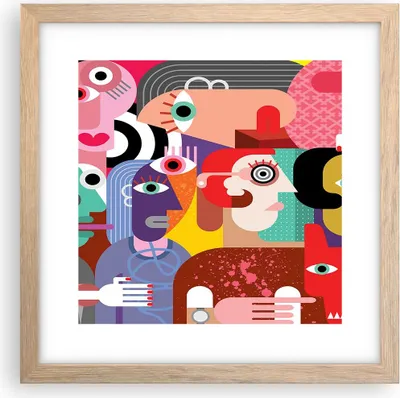 Produktbild von Gerahmtes Poster - Rahmen in heller Eiche - Abstraktion modern - 30x30 cm - Wand Bild - Wanddeko - Wandbilder - Wandposter - Bilderrahmen - Bilder - Kunstdruck - Wandbild - P2NAC30x30-3624