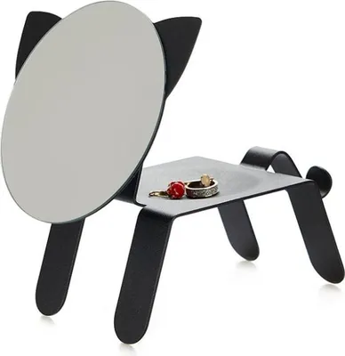 Image de miroir de table Cat19,8 x 16 x 23,8 cm acier noir