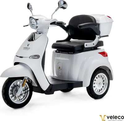 Produktbild von Veleco Cristal - Mobilitätsroller 3 Rad – modernes Design – fertig montiert - 1000W – große Räder - Dreirad -Elektromobil - E-Roller - (Weiss)