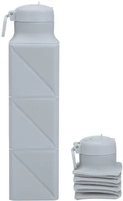 Produktbild von Ibenzoa® Faltbare Silikon-Trinkflasche 650 ml, BPA-frei, leicht 120 g – auslaufsicher, 20–110 °C, faltbar, spülmaschinengeeignet (Schonprogramm)