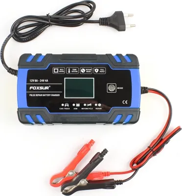 Obrázek produktu pro FOXSUR 12V-24V Motocykl Nákladní automobil nabíječ akumulátoru AGM nabíječ, EU Plug (modrý)