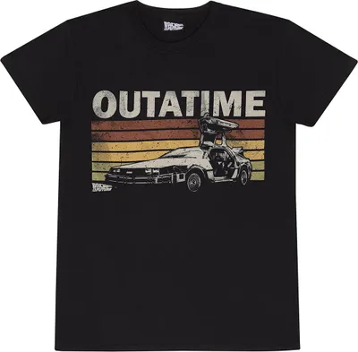Image de Back To The Future - T-shirt "Outatime" pour homme/femme unie HE2770 (XXL) (Noir)