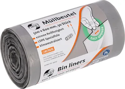 Produktbild von DEISS FIRST PLUS PCR Müllbeutel 30 Liter LDPE grau | 34041