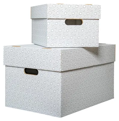 Produktbild von Aufbewahrungsbox mit Deckel, Archivbox, Geschenkbox (3 Stück, XL - 50x35x30,5 cm)